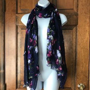 Isaac Mizrahi Live! #3 Navy Blue with Muted Multicolor Flowers Scarf
